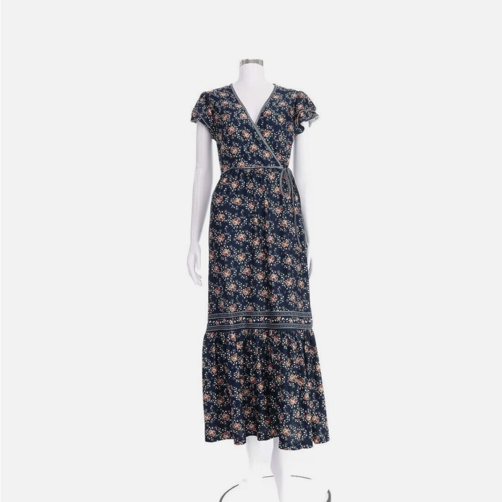 Max Studio Blue and White Ruffled Tiered Sundress